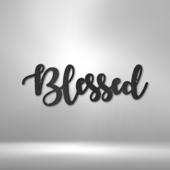 Scripture Sign Blessed Script Steel Sign Laser Cut Powder Coated Home & Office